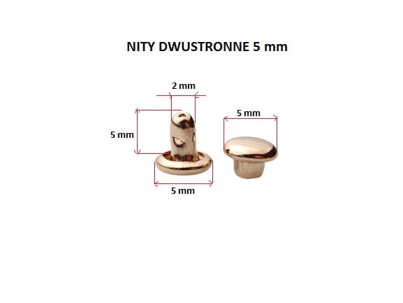 Nity zbitki kaletnicze dwustronne LUX 5 mm 100 sztuk złote