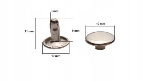Nity zbitki kaletnicze dwustronne 10 mm LUX srebrne 100 sztuk