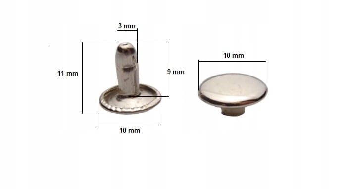 Nity zbitki kaletnicze dwustronne 10 mm LUX srebrne 100 sztuk