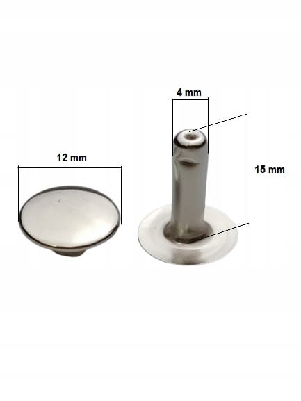 Nity zbitki jednostronne kaletnicze szewskie 12 / 4 / 15 mm srebrny 10 szt