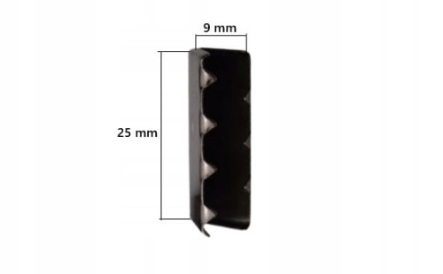 Końcówka zakończenie metalowe do paska taśmy 25 mm czarny nikiel 10 sztuk