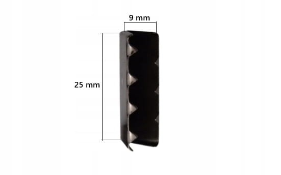 Końcówka zakończenie metalowe do paska taśmy 25 mm czarny nikiel 10 sztuk