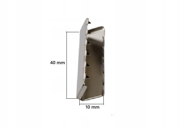 Końcówka zakończenie metalowe do paska taśmy 40 mm srebrna 10 sztuk