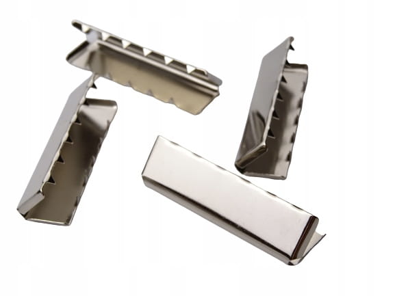 Końcówka zakończenie metalowe do paska taśmy 40 mm srebrna 10 sztuk
