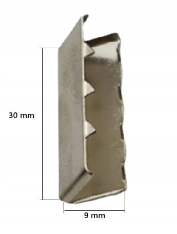 Końcówka zakończenie metalowe do paska taśmy 30 mm srebrny 10 sztuk