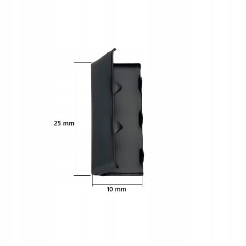 Końcówka zakończenie metalowe do paska taśmy 25 mm czarny mat 10 sztuk