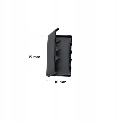 Końcówka zakończenie metalowe do paska taśmy 15 mm czarny mat 10 sztuk