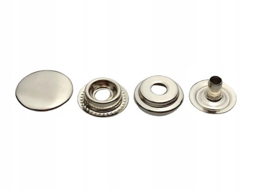 Napy zatrzaski standard metalowe kaletnicze 15 mm srebrne 10 sztuk