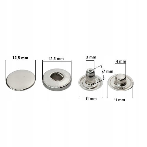 Napy zatrzaski Alfa nierdzewne kaletnicze 12,5 mm srebrne 50 sztuk