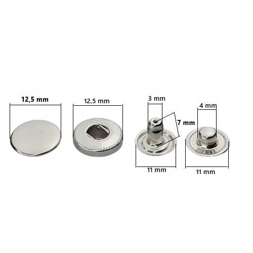 Napy zatrzaski Alfa nierdzewne kaletnicze 12,5 mm srebrne 10 sztuk
