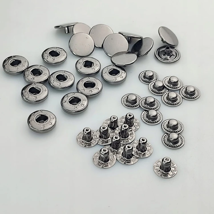 Napy zatrzaski metalowe ALFA NIERDZEWNE 15 mm 50 sztuk czarny nikiel
