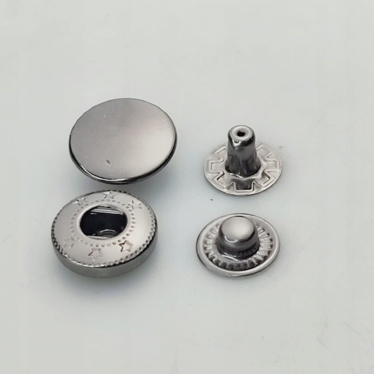 Napy zatrzaski metalowe ALFA NIERDZEWNE 15 mm 10 sztuk czarny nikiel