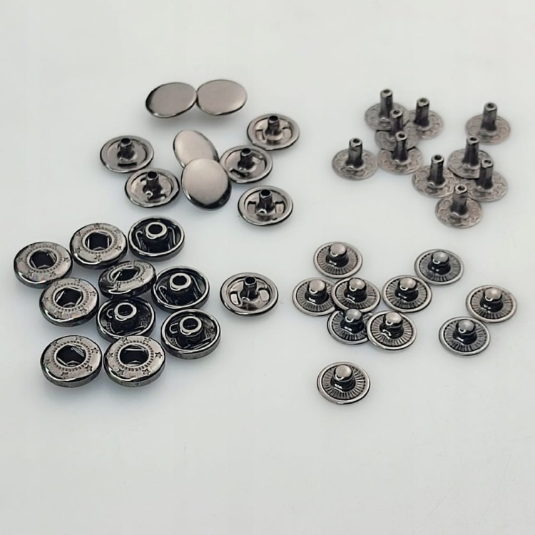 Napy zatrzaski metalowe ALFA NIERDZEWNE 10 mm 50 sztuk czarny nikiel