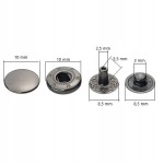 Napy zatrzaski metalowe ALFA NIERDZEWNE 10 mm 10 sztuk czarny nikiel