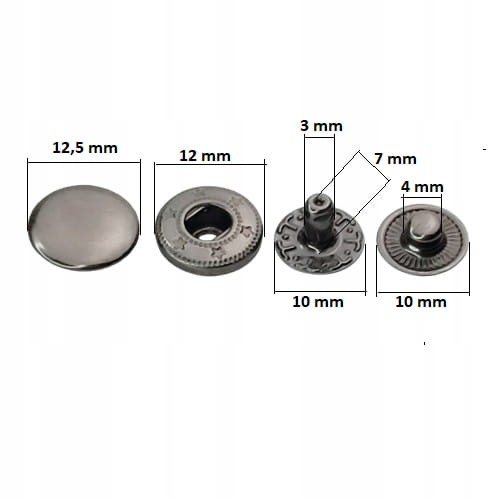 Napy zatrzaski Alfa nierdzewne kaletnicze 12,5 mm czarny nikiel 50 sztuk