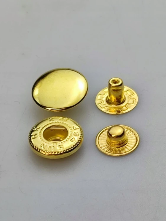 Napy zatrzaski Alfa kaletnicze 15 mm / 10 sztuk żółty - złoty