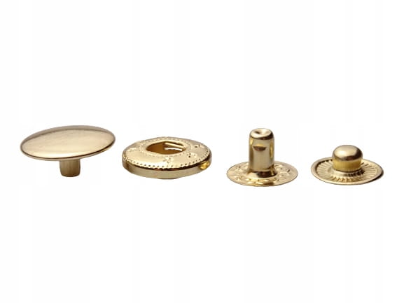 Napy zatrzaski Alfa kaletnicze 15 mm 10 sztuk złote