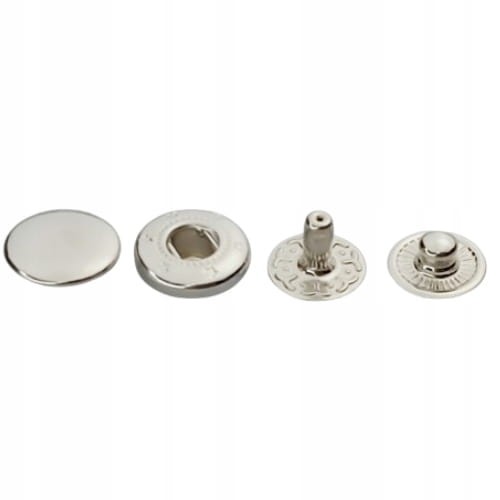 Napy zatrzaski metalowe ALFA NIERDZEWNE 15 mm 50 sztuk nikiel