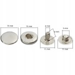 Napy zatrzaski metalowe ALFA NIERDZEWNE 15 mm 50 sztuk nikiel