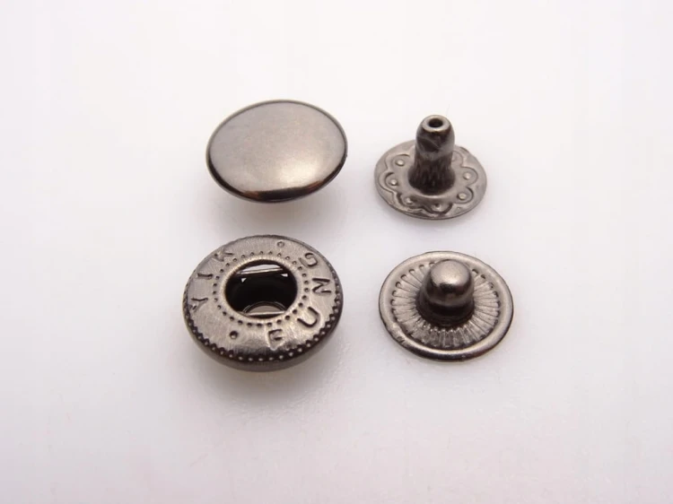 Napy zatrzaski kaletnicze ALFA 10 mm czarny nikiel 10 sztuk