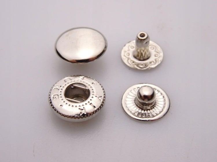 Napy zatrzaski kaletnicze Alfa 10 mm nikiel 50 sztuk
