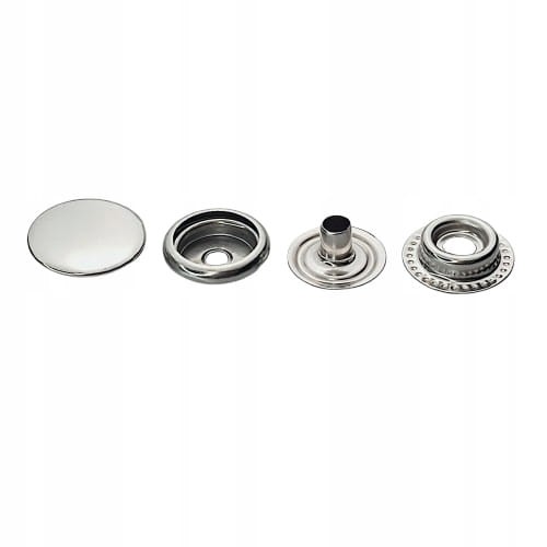 Napy zatrzaski standard metalowe kaletnicze 12,5 mm srebrne 50 sztuk