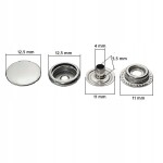 Napy zatrzaski standard metalowe kaletnicze 12,5 mm srebrne 50 sztuk