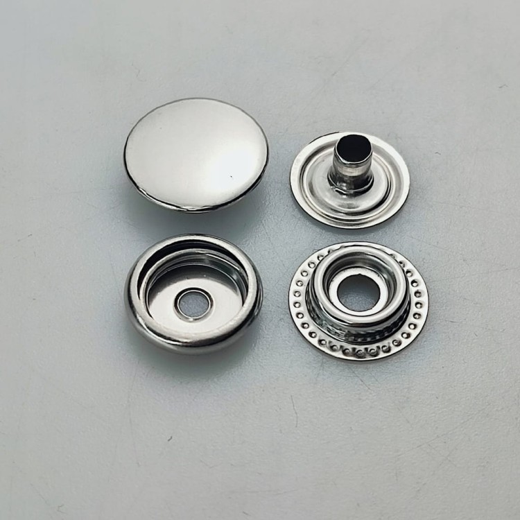 Napy zatrzaski standard metalowe kaletnicze 12,5 mm srebrne 50 sztuk