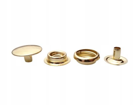 Napy zatrzaski metalowe kaletnicze standard 15 mm 10 sztuk złote