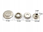 Napy zatrzaski 17 mm 10 sztuk nikiel wzorek