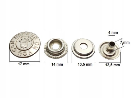 Napy zatrzaski 17 mm 10 sztuk nikiel wzorek