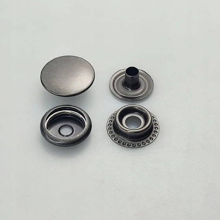 Napy zatrzaski kaletnicze nierdzewne 15 mm czarny nikiel 50 sztuk