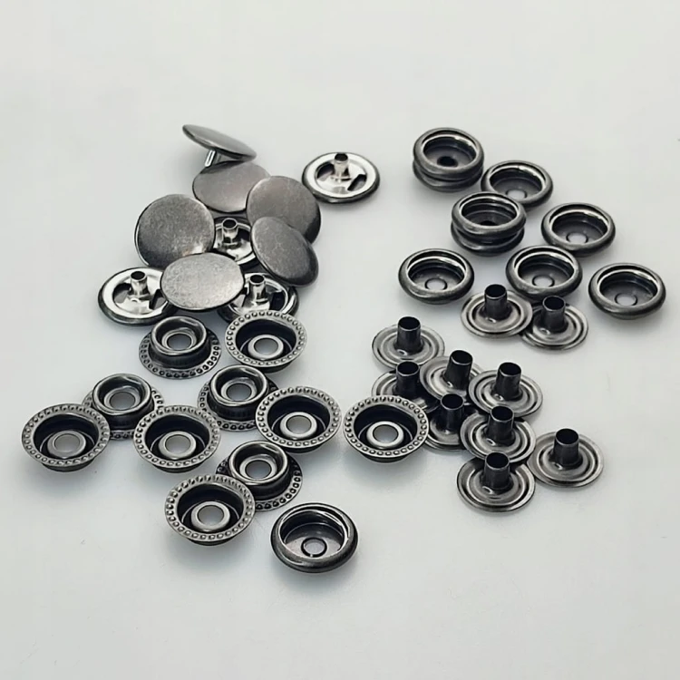 Napy zatrzaski kaletnicze nierdzewne 15 mm czarny nikiel 50 sztuk