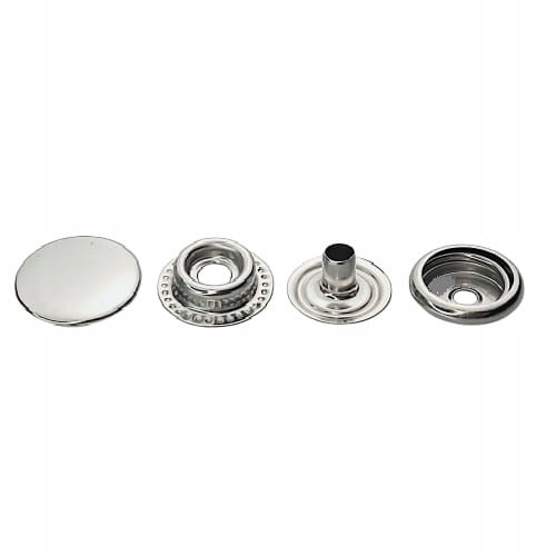 Napy zatrzaski metalowe nierdzewne 15 mm srebrne 10 sztuk