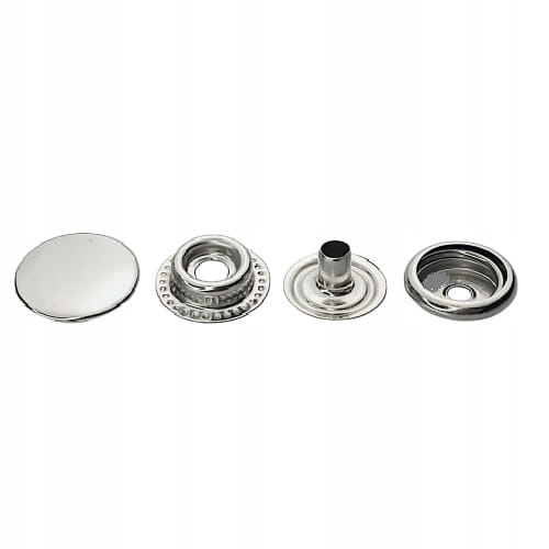 Napy zatrzaski metalowe nierdzewne 15 mm srebrne 10 sztuk