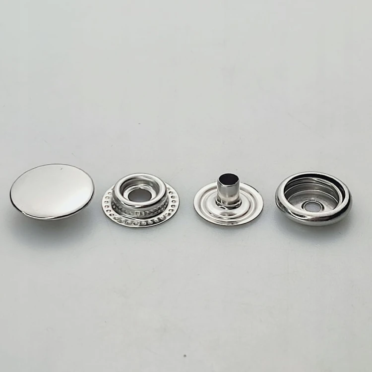 Napy zatrzaski metalowe nierdzewne 15 mm srebrne 10 sztuk