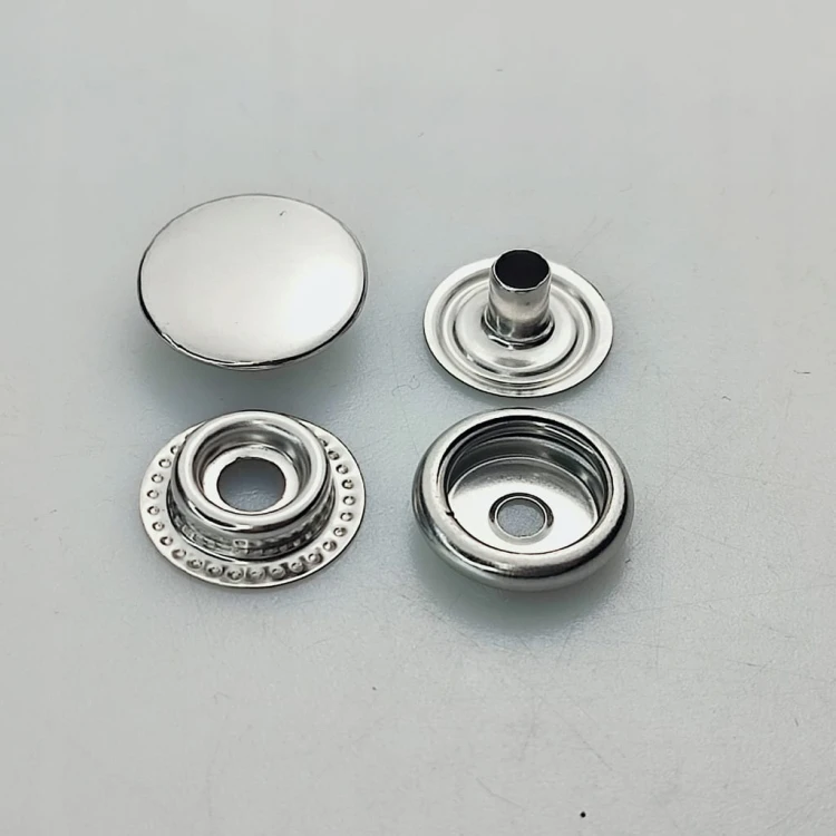 Napy zatrzaski metalowe nierdzewne 15 mm srebrne 10 sztuk