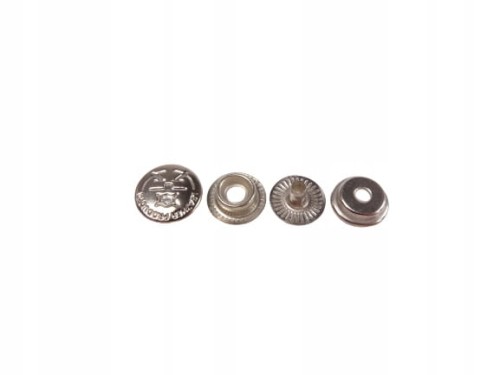 Napy zatrzaski standard metalowe kaletnicze 12,5 mm 10 sztuk srebrne wzorek
