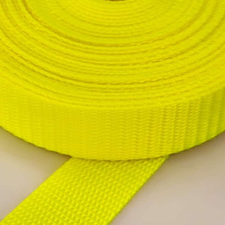Taśma nośna MOCNA poliestrowa 30 mm / 1,1 mm żółty neon 1 metr (1005)