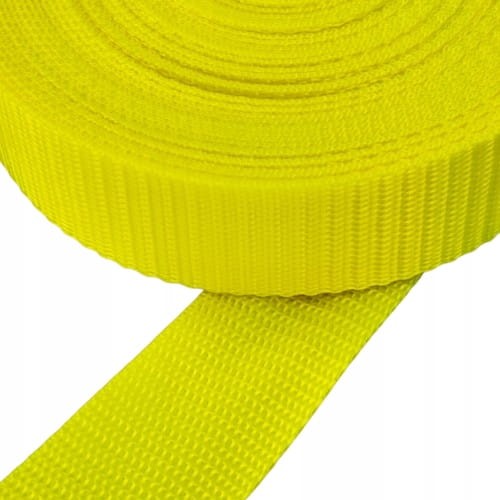 Taśma nośna MOCNA poliestrowa 30 mm / 1,1 mm żółty neon 10 metrów (1005)