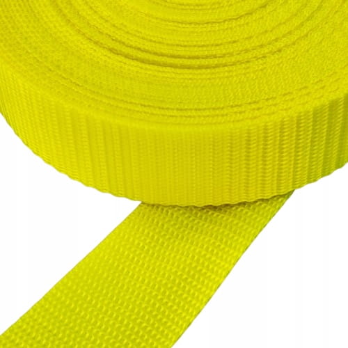 Taśma nośna MOCNA poliestrowa 30 mm / 1,1 mm żółty neon 50 metrów (1005)