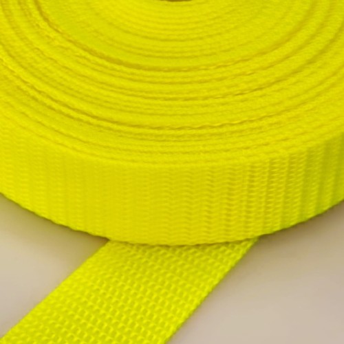 Taśma nośna MOCNA poliestrowa 25 mm / 1,1 mm żółty neon 50 metrów (1005)
