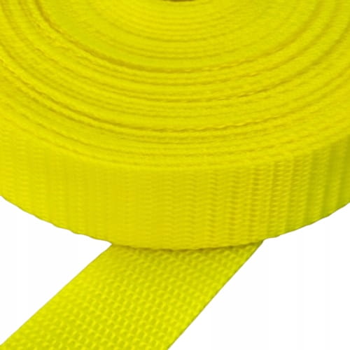 Taśma nośna MOCNA poliestrowa 25 mm / 1,1 mm żółty neon 10 metrów (1005)