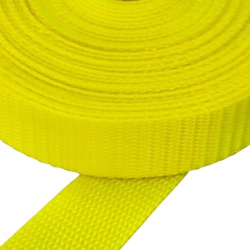 Taśma nośna MOCNA poliestrowa 25 mm / 1,1 mm żółty neon 1 metr (1005)