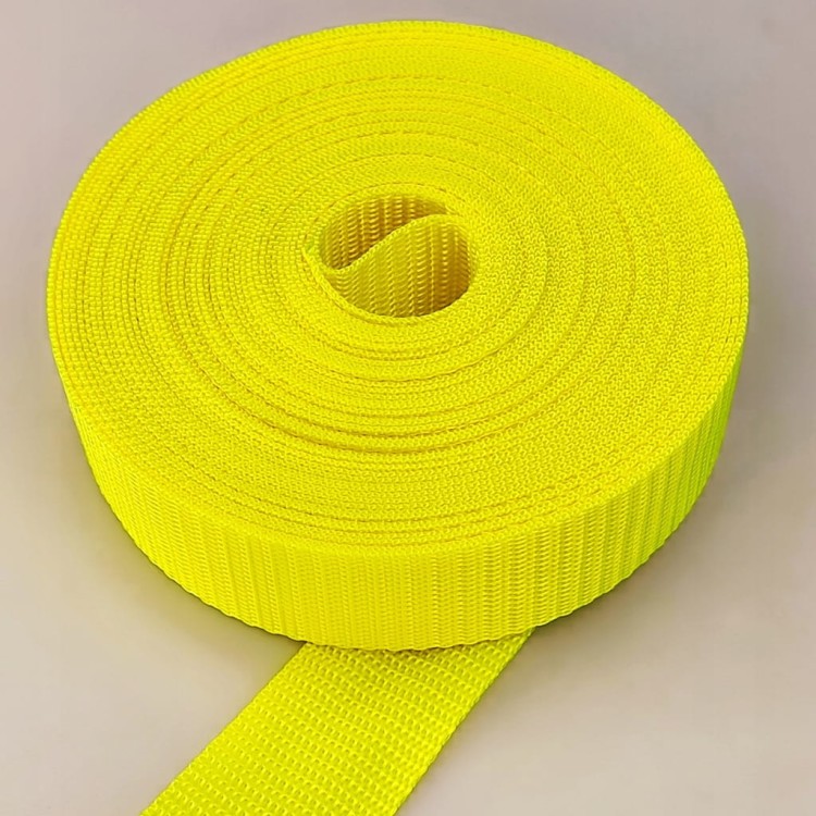 Taśma nośna MOCNA poliestrowa 25 mm / 1,1 mm żółty neon 1 metr (1005)