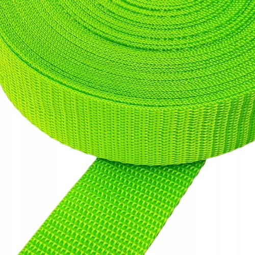 Taśma nośna MOCNA poliestrowa 30 mm / 1,1 mm zielony neon 10 metrów (1001)