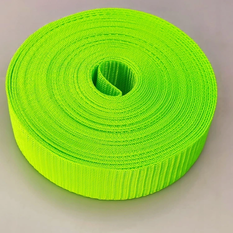 Taśma nośna MOCNA poliestrowa 30 mm / 1,1 mm zielony neon 1 metr (1001)