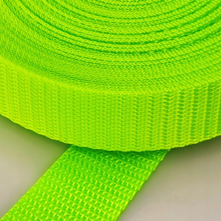 Taśma nośna MOCNA poliestrowa 25 mm / 1,1 mm zielony neon 10 metrów (1001)