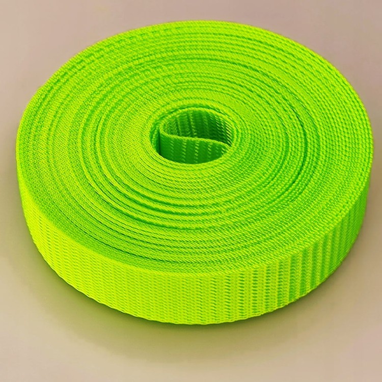 Taśma nośna MOCNA poliestrowa 25 mm / 1,1 mm zielony neon 10 metrów (1001)