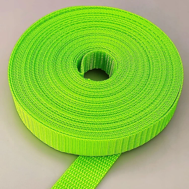 Taśma nośna MOCNA poliestrowa 20 mm / 1,1 mm zielony neon 50 metrów (1001)